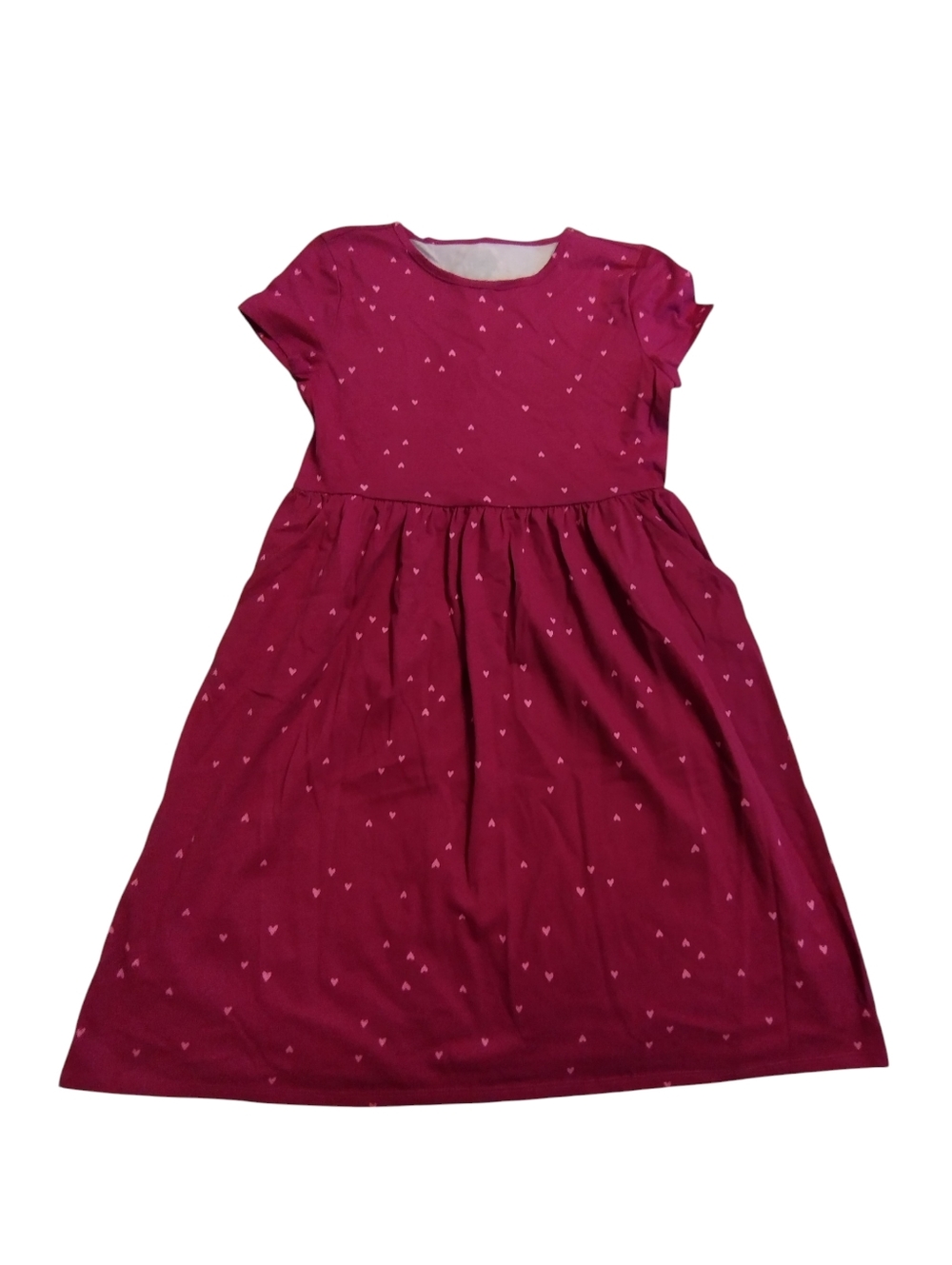 NWOT 2/$10 Girls' Pink Heart Print Cotton Pullover Dress Size 10-12
